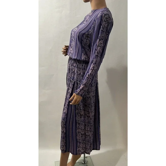 Ciaosport Vintage Set Size 6 Purple Blouse And pleated Skirts geometric/floral - Picture 3 of 14